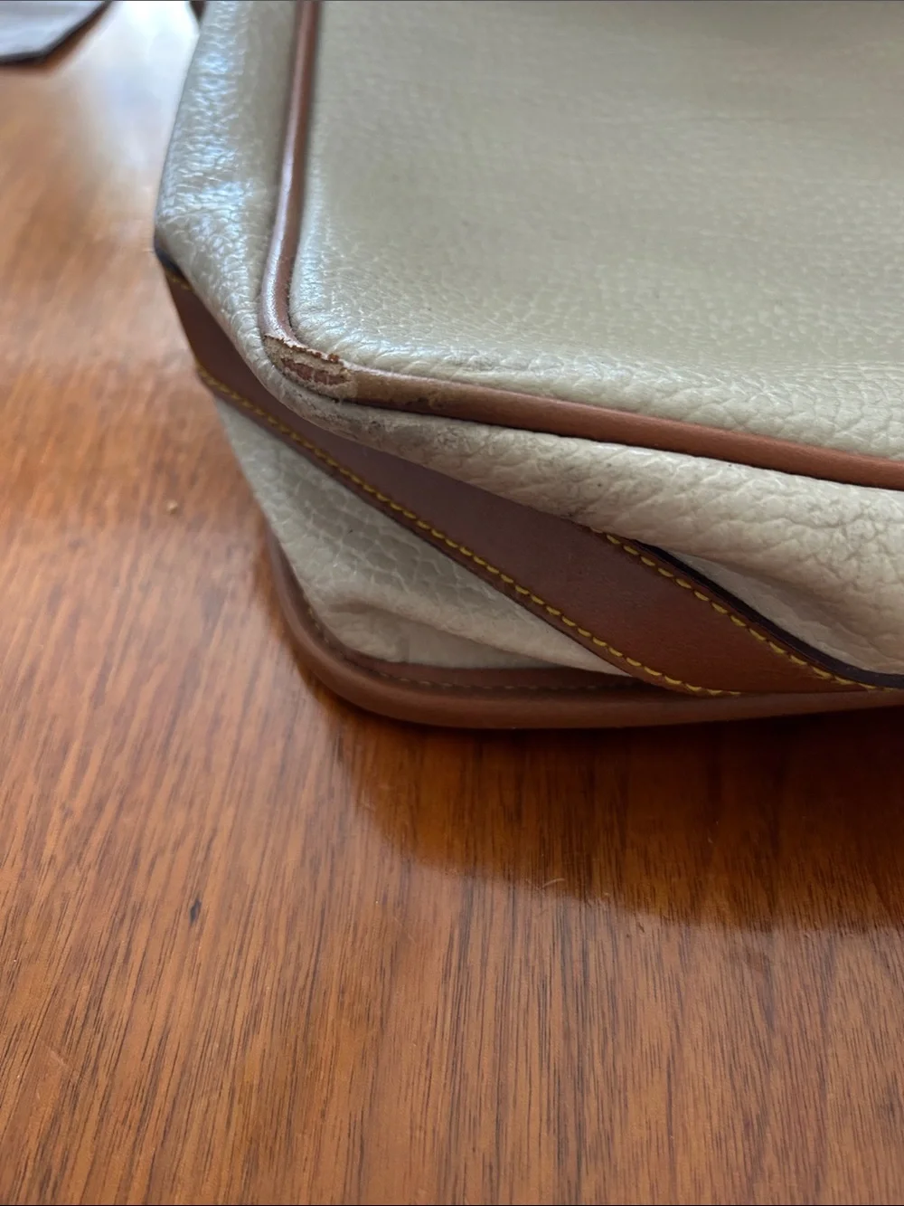 Dooney & Bourke Cream and Brown Men's Briefcase - Classic Two-Tone Design